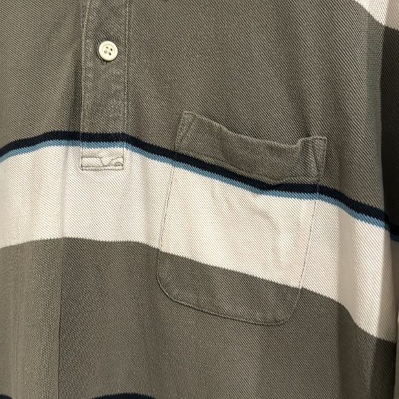 VanHeusen Men’s XL Polo Shirt - Light green with white and blue stripes - Picture 3 of 5